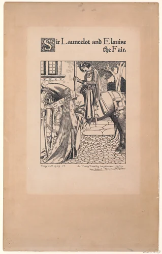 Sir Launcelot and Elouise the Fair, for "The Story of the Champions of the Round Table" by Howard Pyle, drawing, 1905