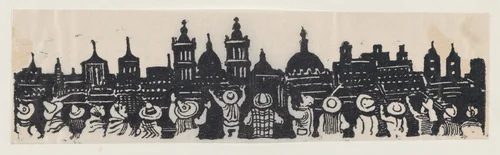 A group of people looking at Mexico City by José Guadalupe Posada, print, 1875-1885