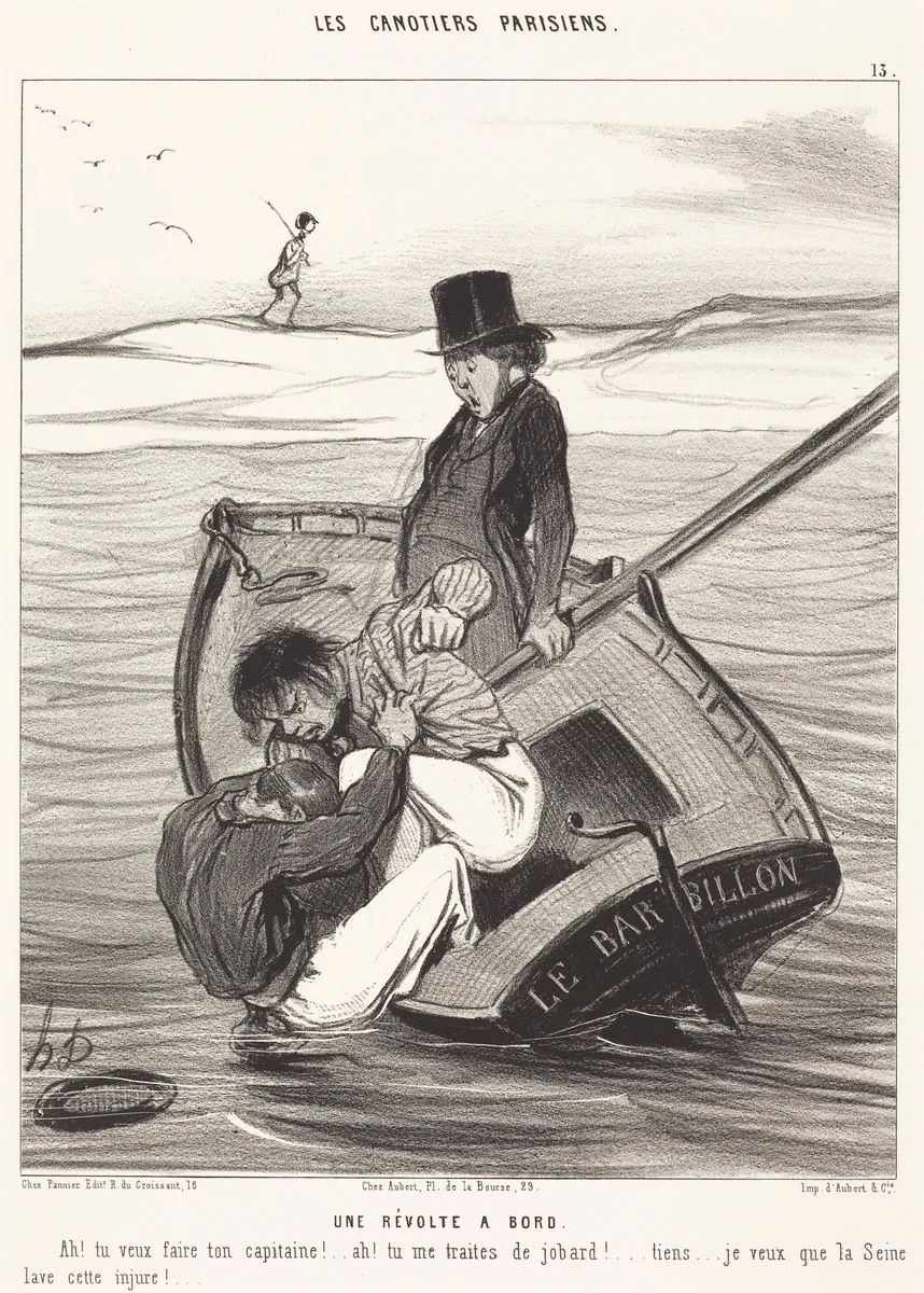 Une Révolte a Bord by Honoré Daumier, print, 1843