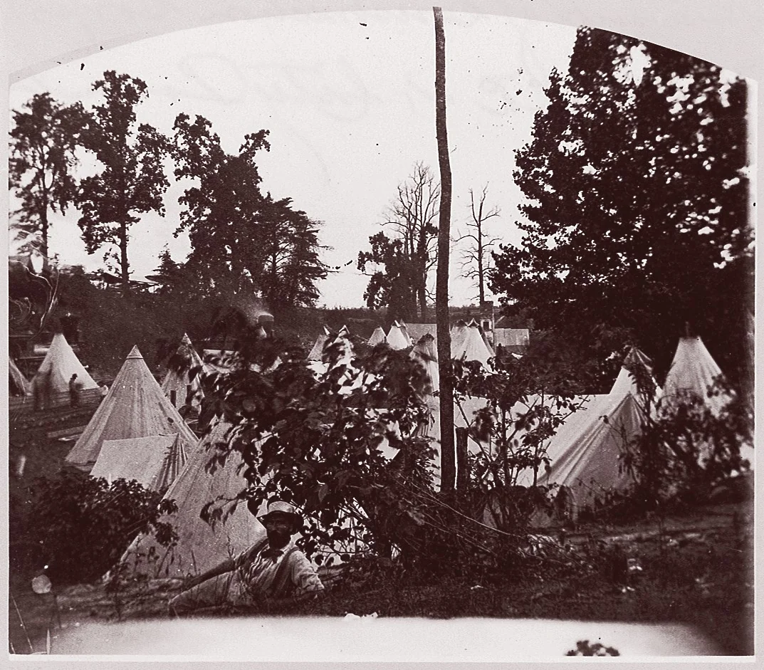 Camp of Construction Corps, U.S. Military Railroad, at City Point by Andrew Joseph Russell, photograph, 1861-1865