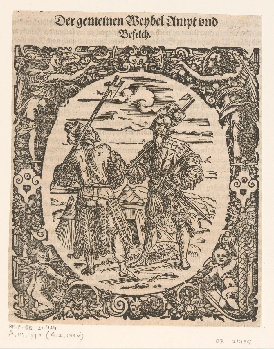 Twee landsknechten by Jost Amman, print, 1573