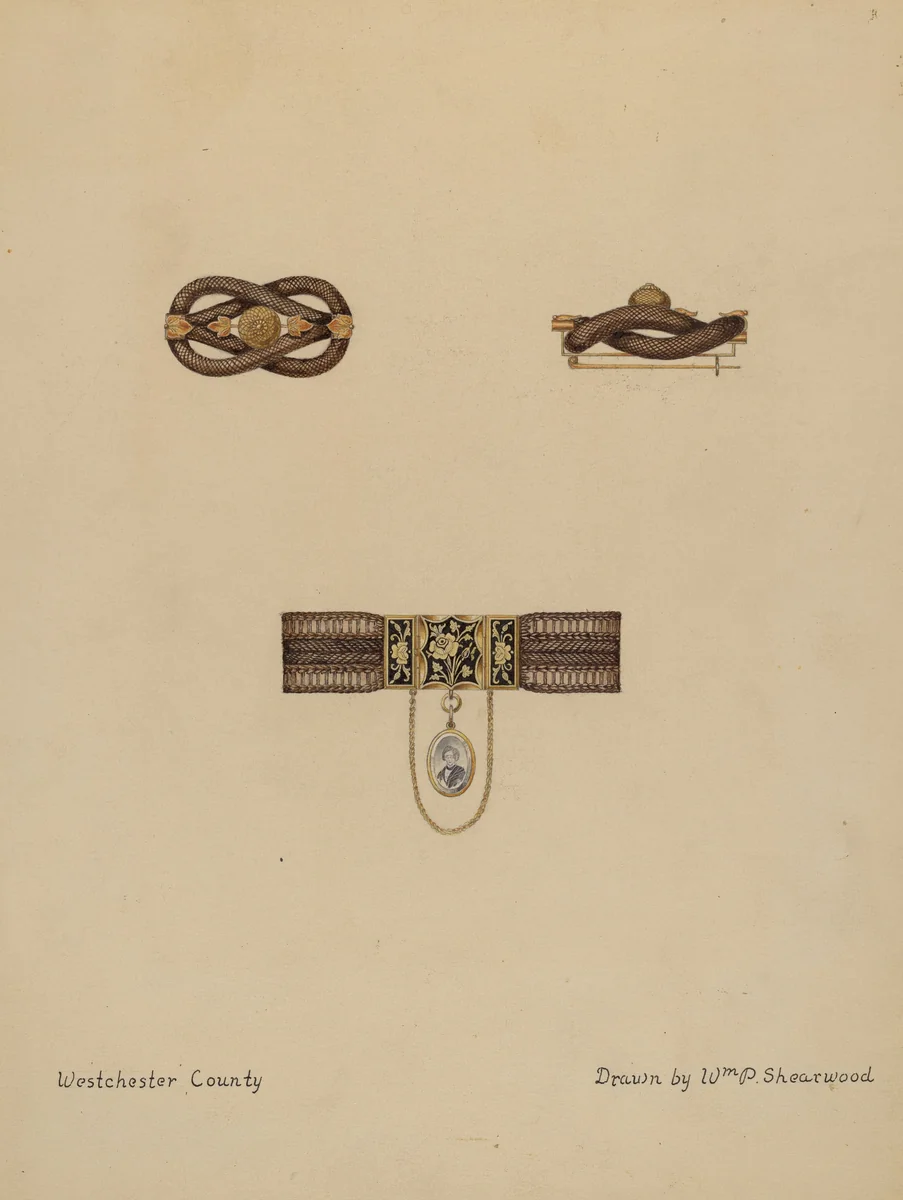 Brooch and Bracelet with Portrait by William P. Shearwood, index of american design, 1936