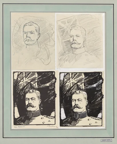 Lord Kitchener by Auguste Louis Lepère, drawing, 1914