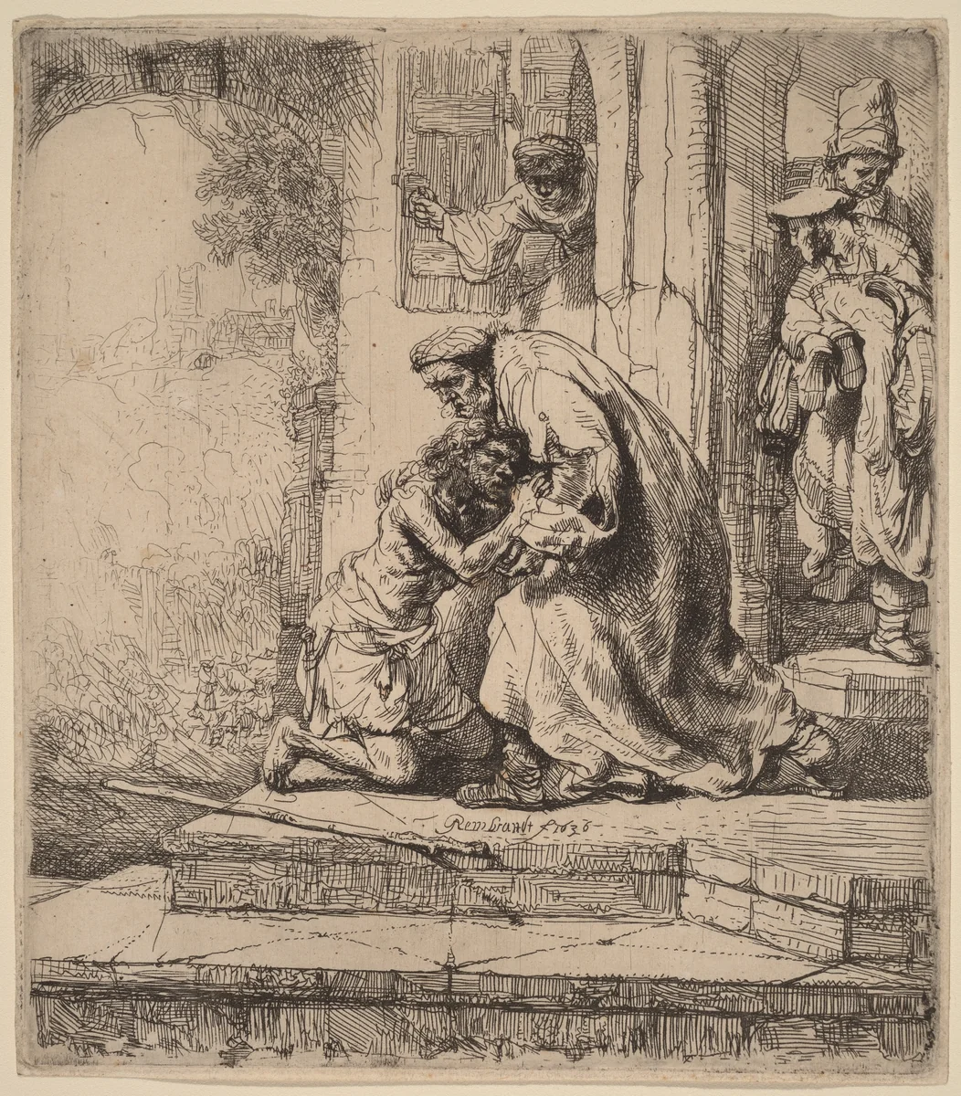 The Return of the Prodigal Son by Rembrandt van Rijn, print, 1636