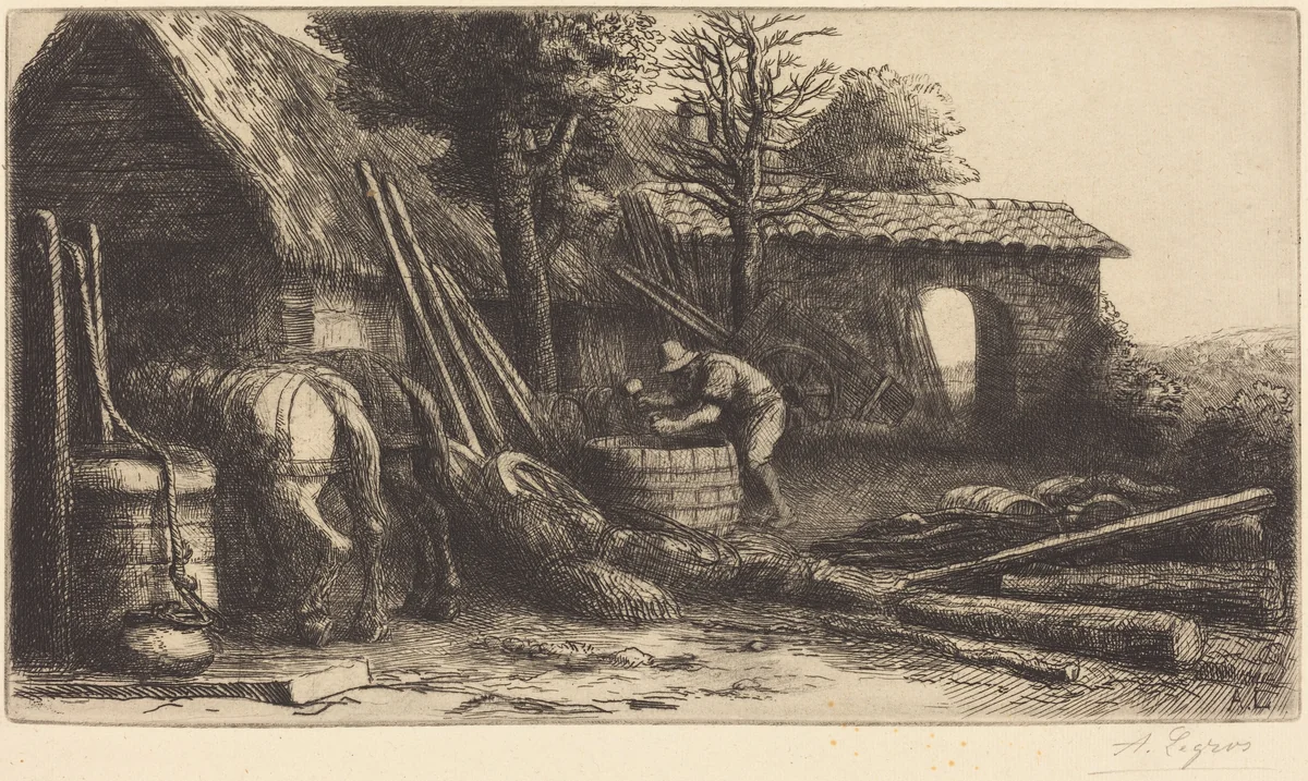 The Cooper (Le tonnelier) by Alphonse Legros, print, 1837-1911