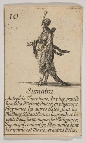 Sumatra, from "Jeu de la Géographie" by Stefano della Bella, print, 1644