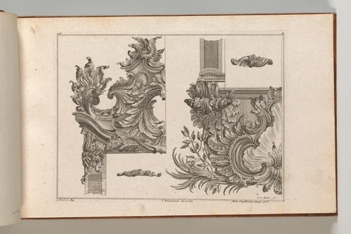 Suggestions for the Decoration of Frames, Plate 4 from 'Auβzierungen zu Thüren u. Fenster sehr nutzlich zu gebrauchen.' by Johann Sebastian Müller, book, 1745-1755