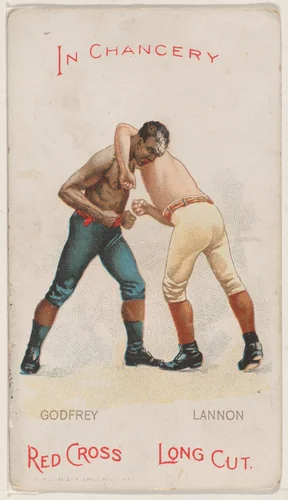 In Chancery, George Godfrey and Joe Lannon, from the Boxing Positions and Boxers series (N266) issued by P. Lorillard Company to promote Red Cross Long Cut Tobacco by P. Lorillard Company, print, 1893