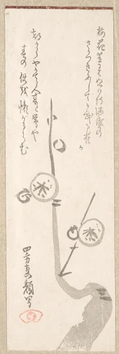 Plum Blossoms by Yomo no Utagaki Magao, print, 1753-1829