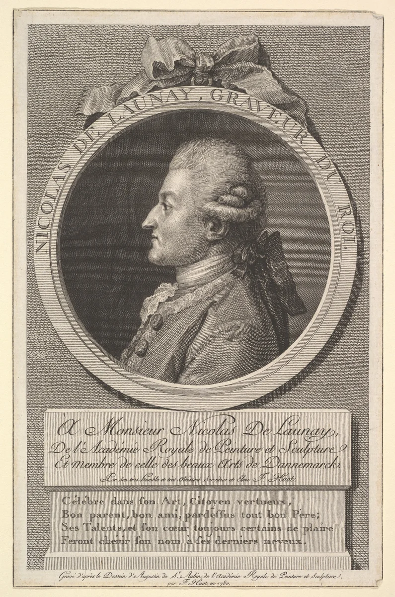 Portrait of Nicolas de Launay by F. Huot, print, 1802
