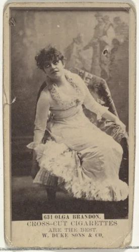 Card Number 631, Olga Brandon, from the Actors and Actresses series (N145-3) issued by Duke Sons & Co. to promote Cross Cut Cigarettes by W. Duke, Sons & Co., photograph, 1880-1889