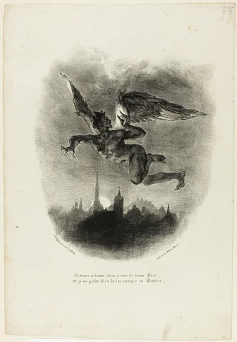 Mephistopheles Flying, from Faust by Eugène Delacroix, print, 1828