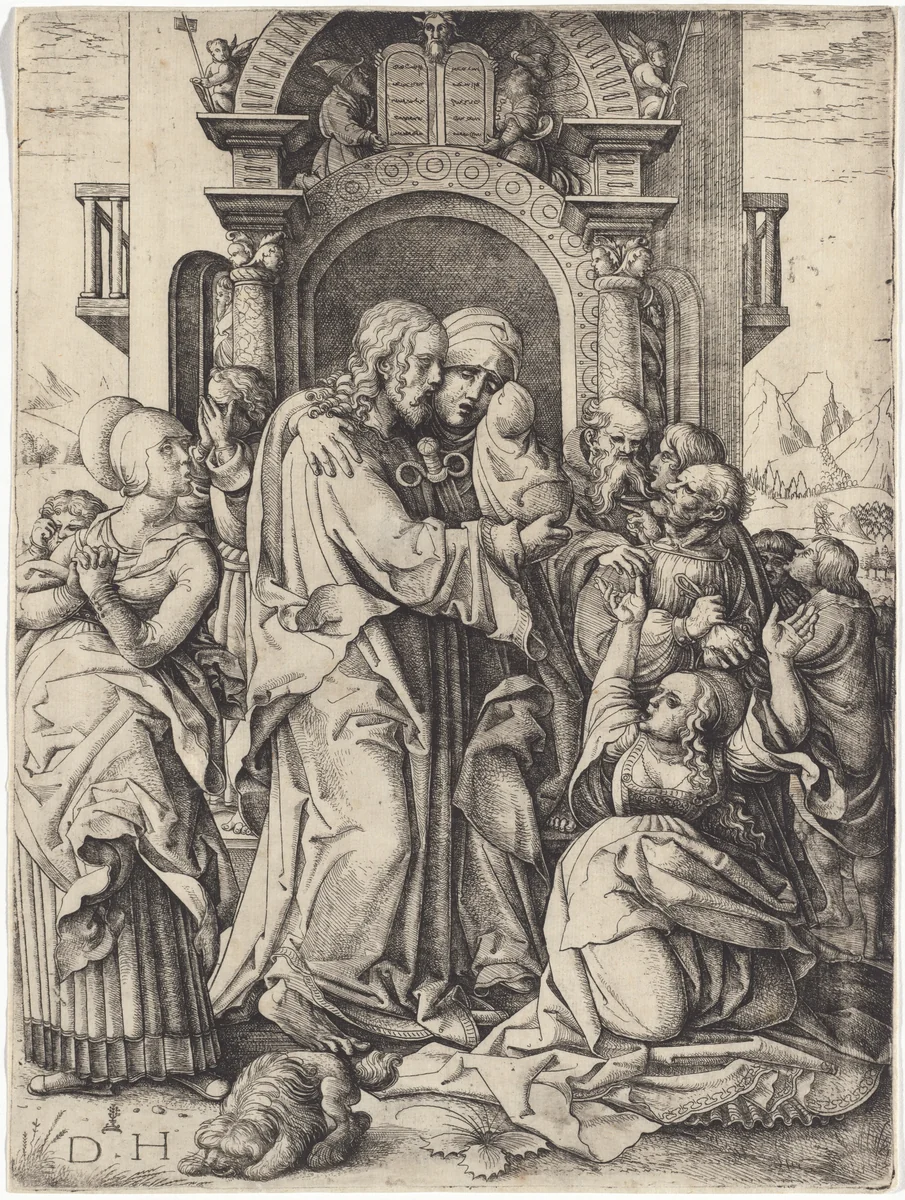 The Virgin Mary Taking Leave of Christ by Daniel Hopfer, print, 1515-1525