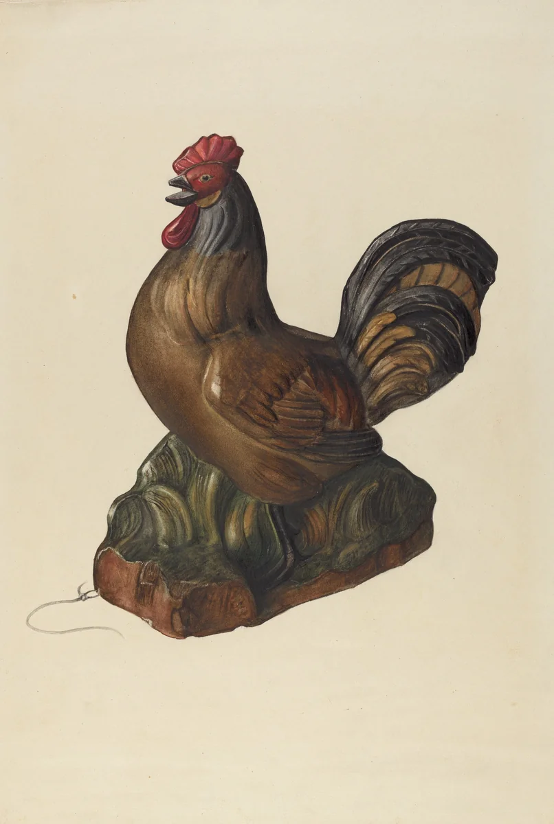 Toy Rooster by Mina Lowry, index of american design, 1938