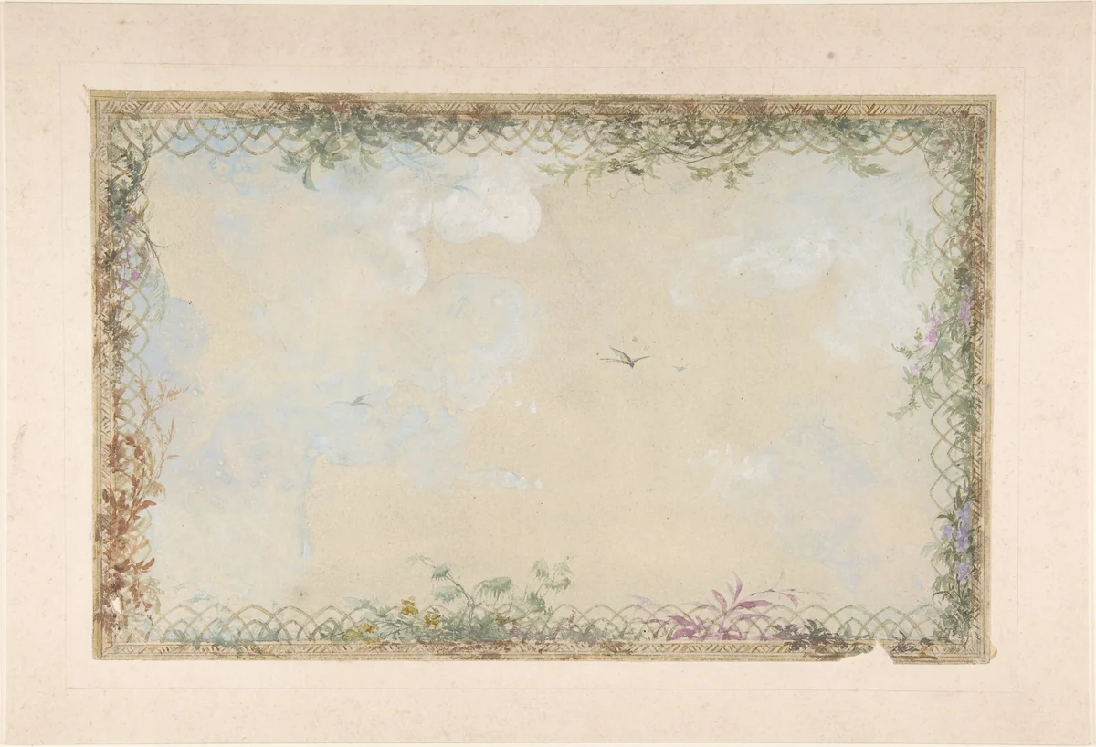 Designs for Ceilings with Clouds and Birds by Charles Monblond, drawing, 1800-1899
