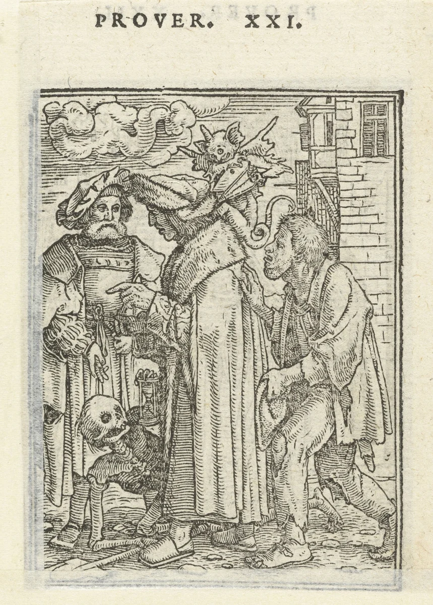 Kanselier en de Dood by Hans Holbein, print, 1524-1526