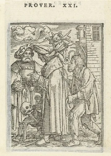 Kanselier en de Dood by Hans Holbein, print, 1524-1526