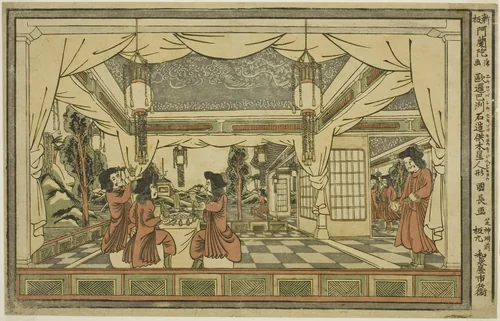 The Stone Temple and Statue of Zeus in Europe (Yoroppashu sekizo kyo mokudo jinkyo), from the series "Newly Published Dutch Perspective Pictures (Shinpan Oranda uki-e)" by Utagawa Kuninaga, print