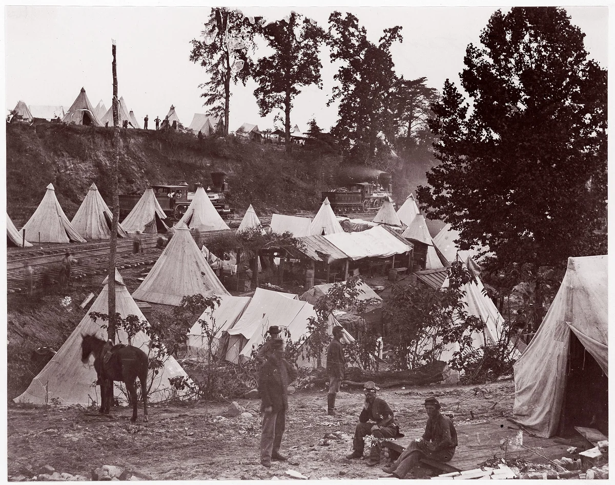 Military Railroad Camp, City Point, Virginia by Andrew Joseph Russell, photograph, 1861-1865