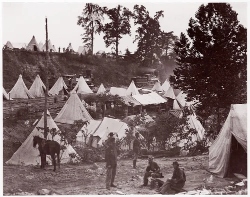 Military Railroad Camp, City Point, Virginia by Andrew Joseph Russell, photograph, 1861-1865
