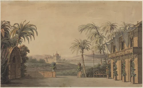 Turkish Stage Design by Karl Ferdinand Langhans, drawing, 1815