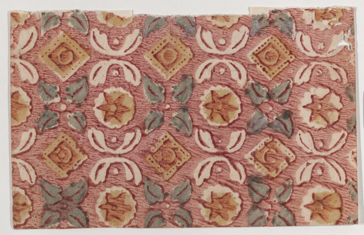 Sheet with star and leaf pattern by anonymous, print, 1700-1800