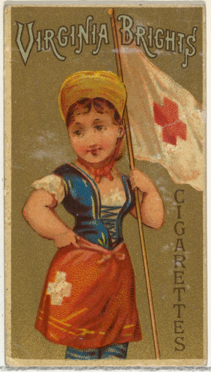 From the Girls and Children series (N64) promoting Virginia Brights Cigarettes for Allen & Ginter brand tobacco products by Allen & Ginter, print, 1886