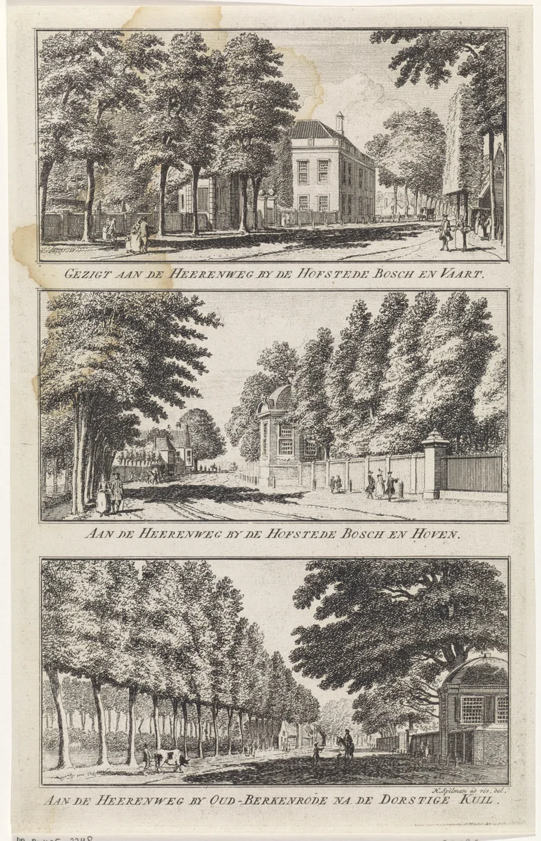 Drie gezichten rond Haarlem B by Hendrik Spilman, print, 1763
