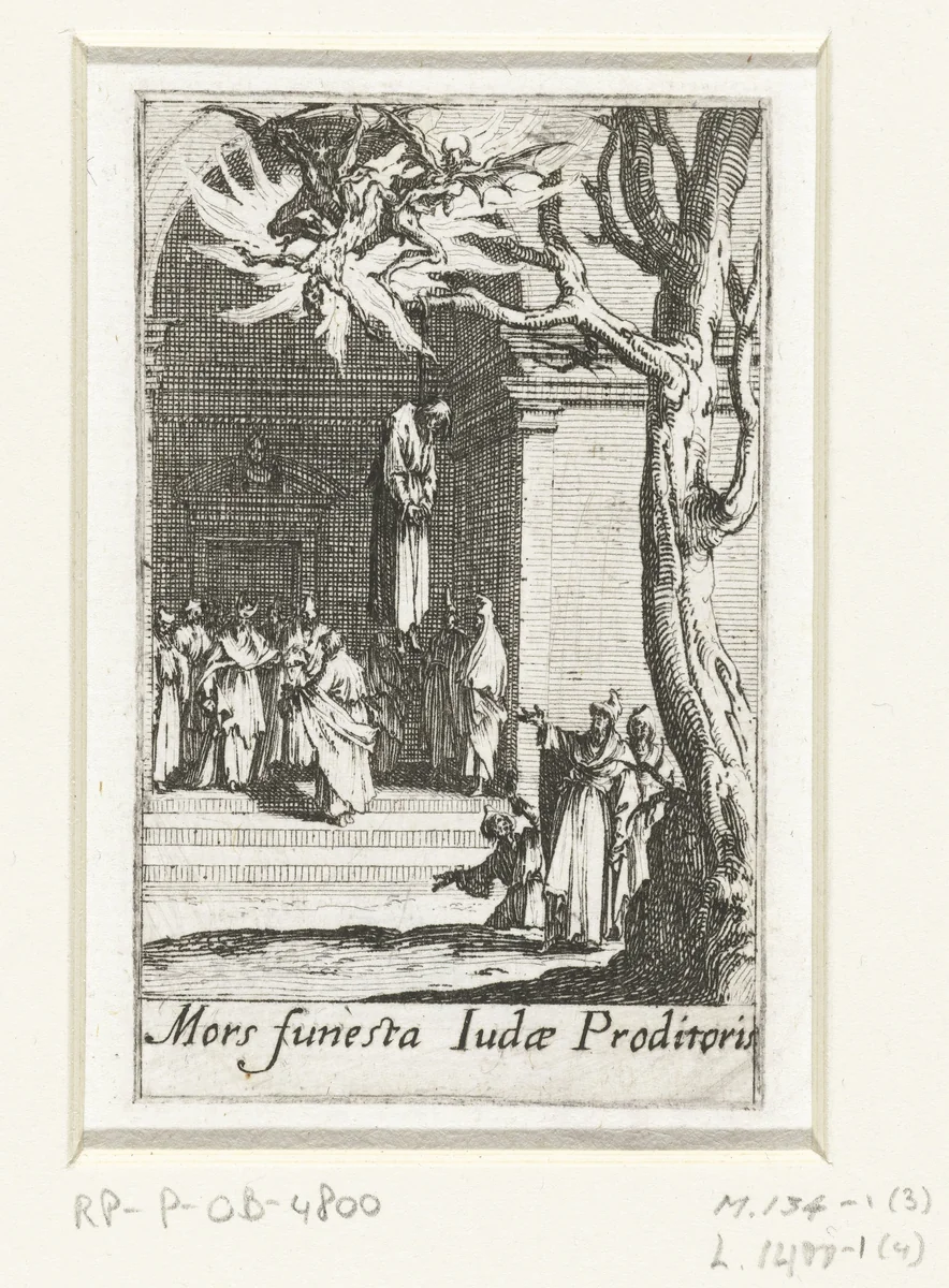 De dood van Judas Iskariot by Jacques Callot, print, 1632-1634