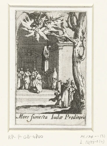 De dood van Judas Iskariot by Jacques Callot, print, 1632-1634