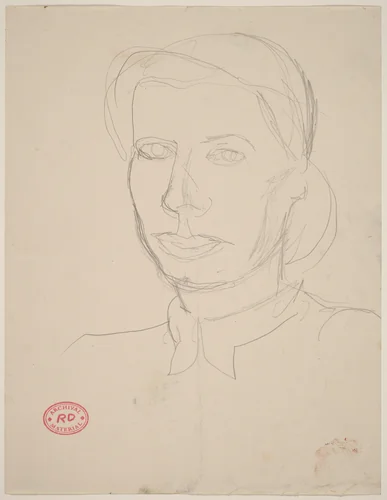 Untitled [head of a woman with articulated shirt collar] by Richard Diebenkorn, drawing, 1955-1967