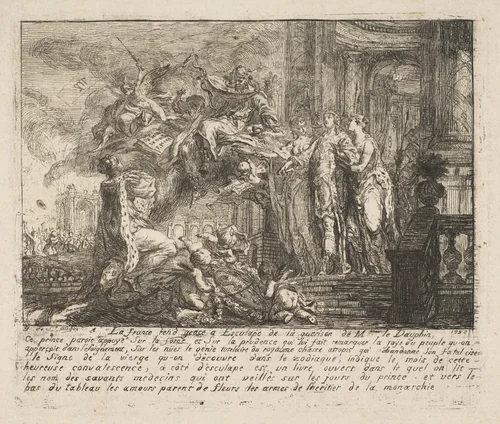 Allegory of the Convalescence of the Dauphin by Gabriel de Saint-Aubin, print, 1752