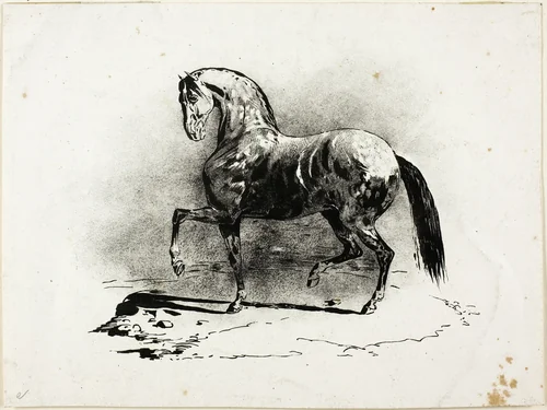 Prancing Horse by Jean Louis André Théodore Géricault, print, 1823-1926