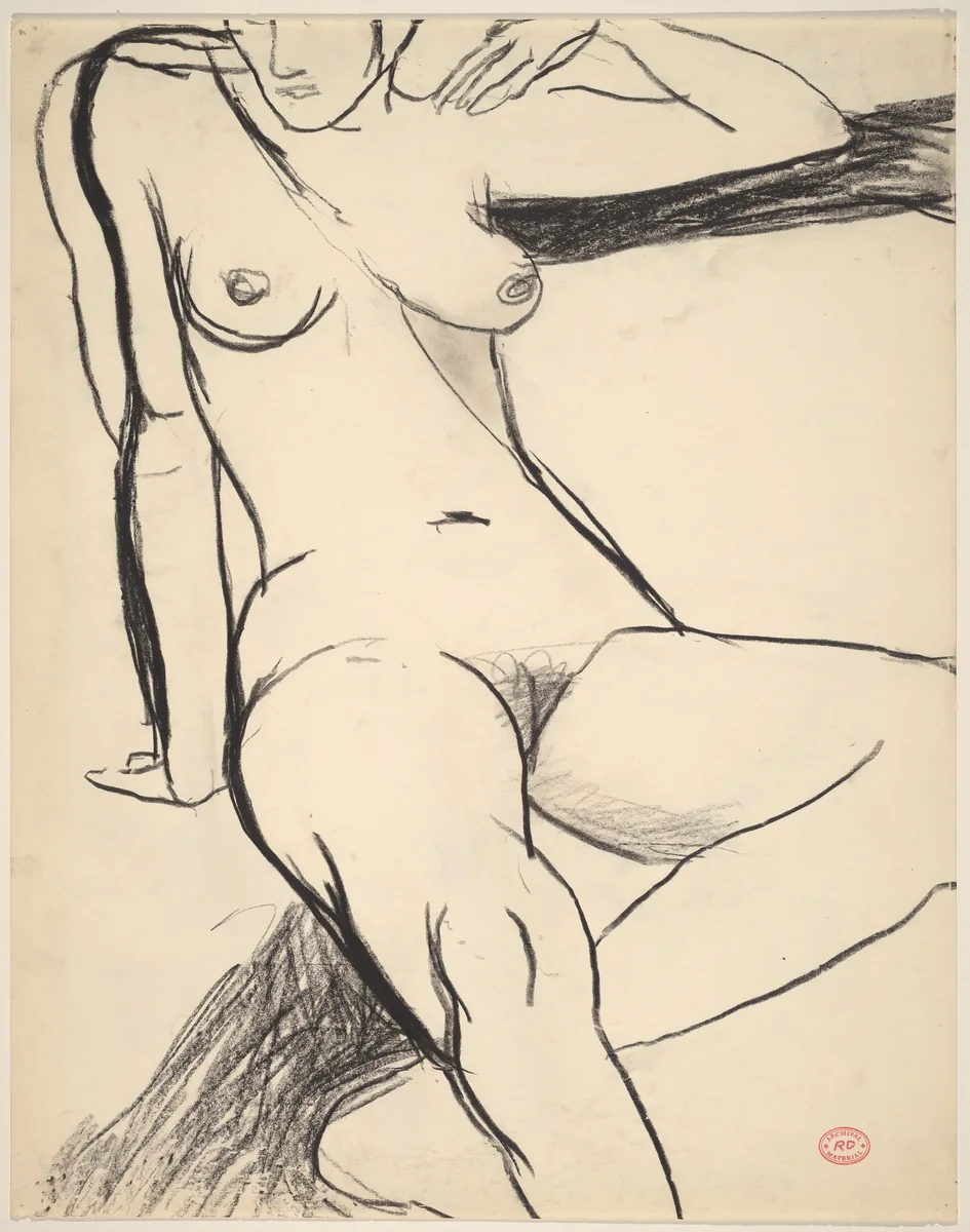Untitled [resting female nude] by Richard Diebenkorn, drawing, 1955-1967
