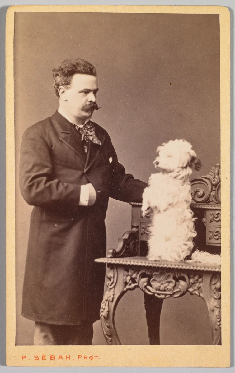 Portrait of a Man and His Dog by Pascal Sébah, photograph, 1875-1885
