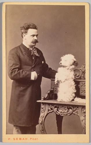 Portrait of a Man and His Dog by Pascal Sébah, photograph, 1875-1885