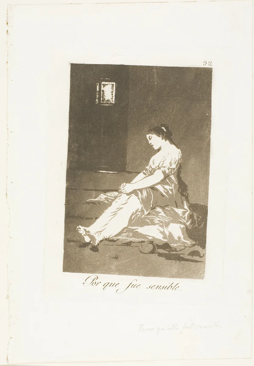 Because She Was Susceptible, plate 32 from Los Caprichos by Francisco José de Goya, print, 1797-1799