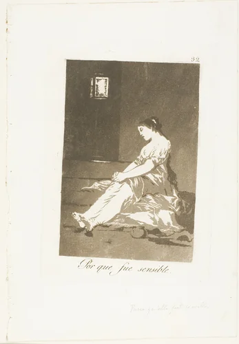 Because She Was Susceptible, plate 32 from Los Caprichos by Francisco José de Goya, print, 1797-1799