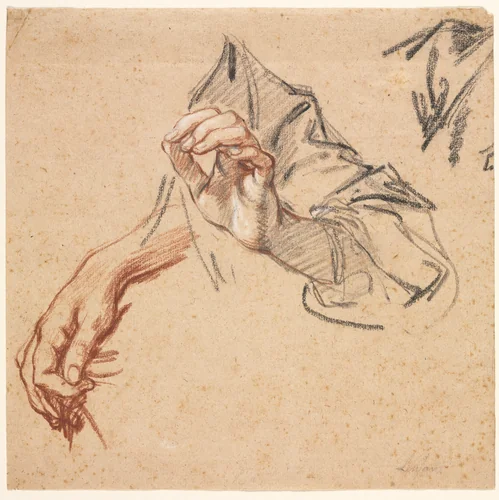 Study of Hands (recto) by Pierre Lenfant, drawing, 1704-1787