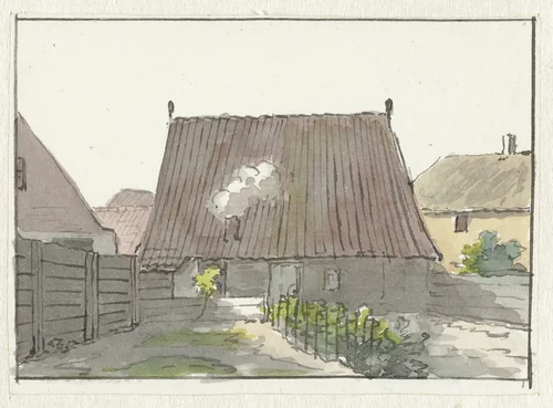 Huis met achtertuin by Pieter Bartholomeusz. Barbiers, drawing, 1782-1837