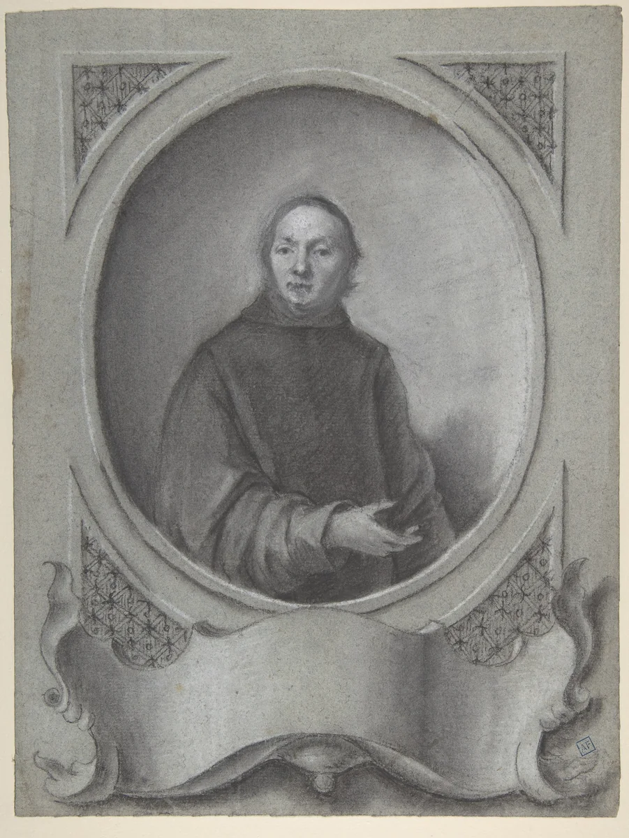 Portrait of a Man in a Monastic Habit by Bartolommeo Nazari, drawing, 1699-1758