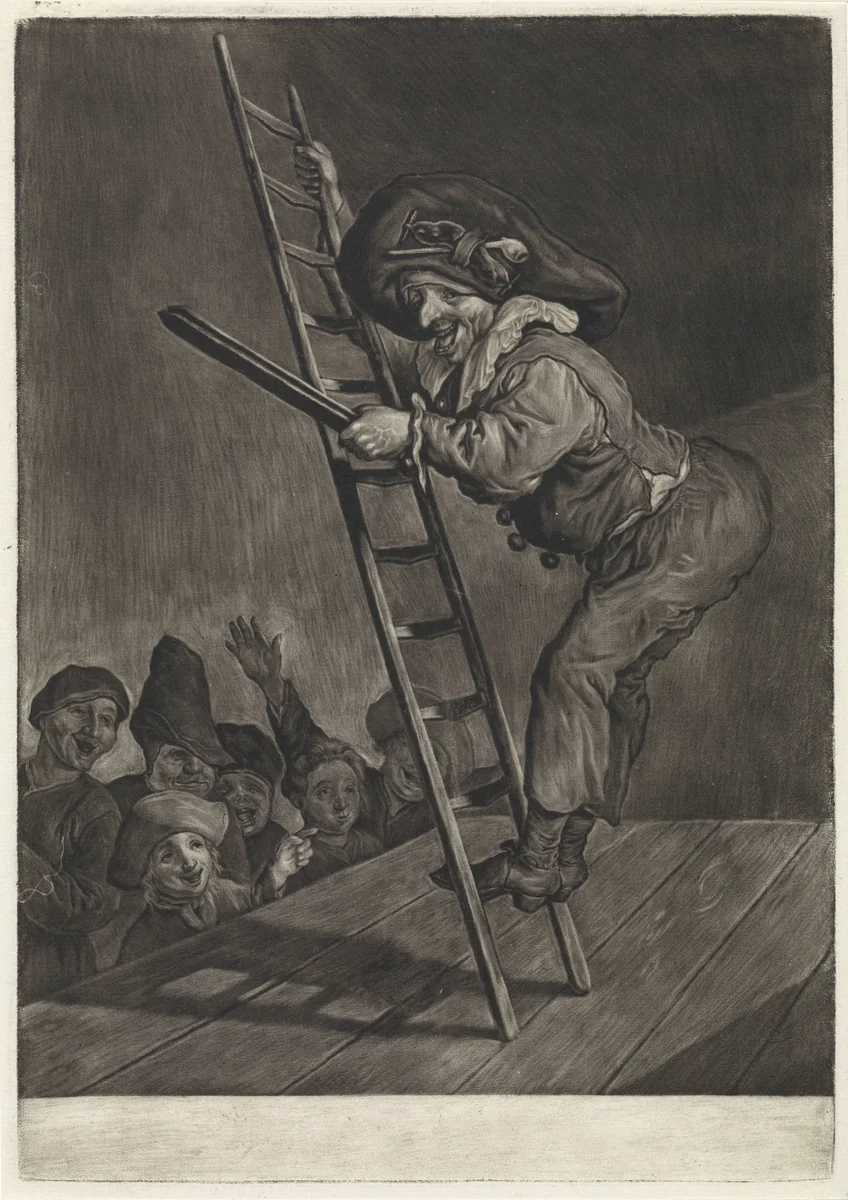 Harlekijn by Cornelis Dusart, print, 1680-1704