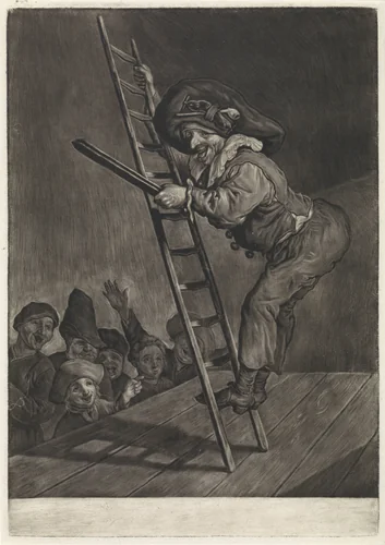 Harlekijn by Cornelis Dusart, print, 1680-1704