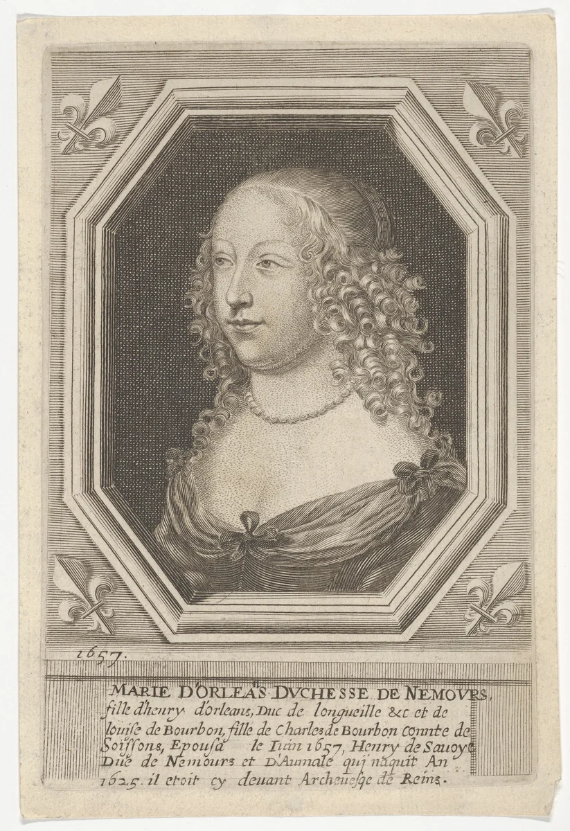 Marie d'Orleans, Duchesse de Nemours by Robert Nanteuil, print, 1652-1662