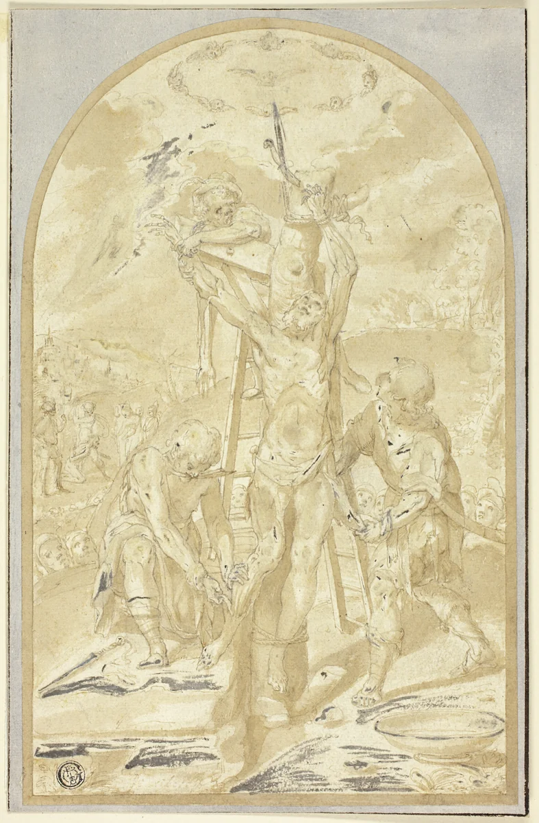 Martyrdom of Saint Bartholomew by Unknown Artist, drawing, 1600-1699