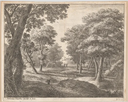 A Path Through the Woods by Anthonie Waterloo, print, 1620-1690