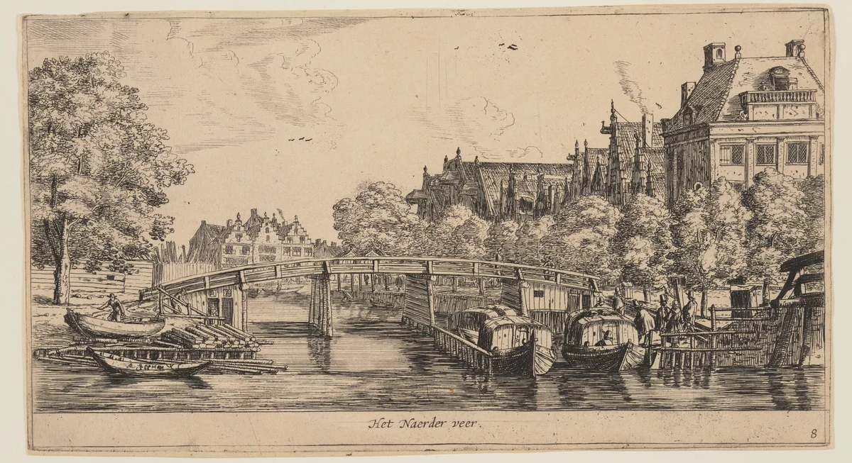 Het Naeder veer, from Views of Amsterdam by Reinier Nooms, print, 1660