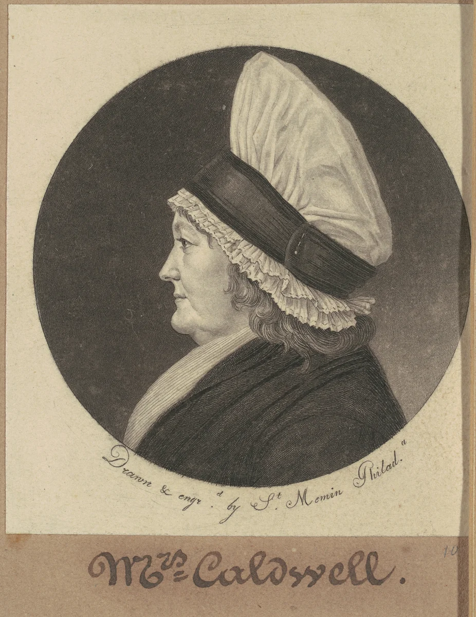Martha Round Caldwell by Charles B. J. Févret de Saint-Mémin, print, 1798-1803