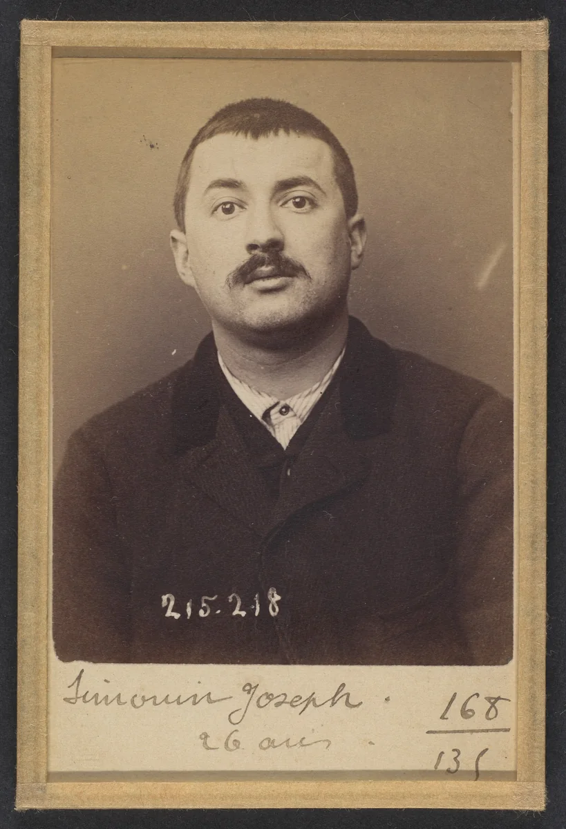 Simonin. Joseph. 26 ans, né à Saint-Maurice (Seine). Gainier. Anarchiste. 6/3/94. by Alphonse Bertillon, photograph, 1894