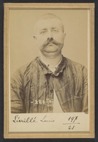 Leveillé. Louis. 37 ans, né le 7/7/57 à Cliche (Seine). Forgeron. Anarchiste. 7/7/94. by Alphonse Bertillon, photograph, 1894